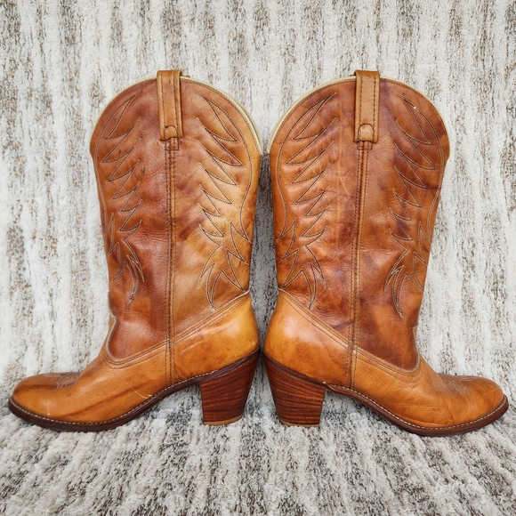 Dingo Acme Vintage Heeled Western Boot Tan | Women's Size 10 - Picture 5 of 10